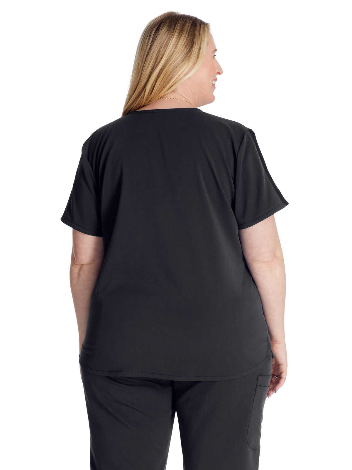 Women's V-Neck Top - CK837A - Black