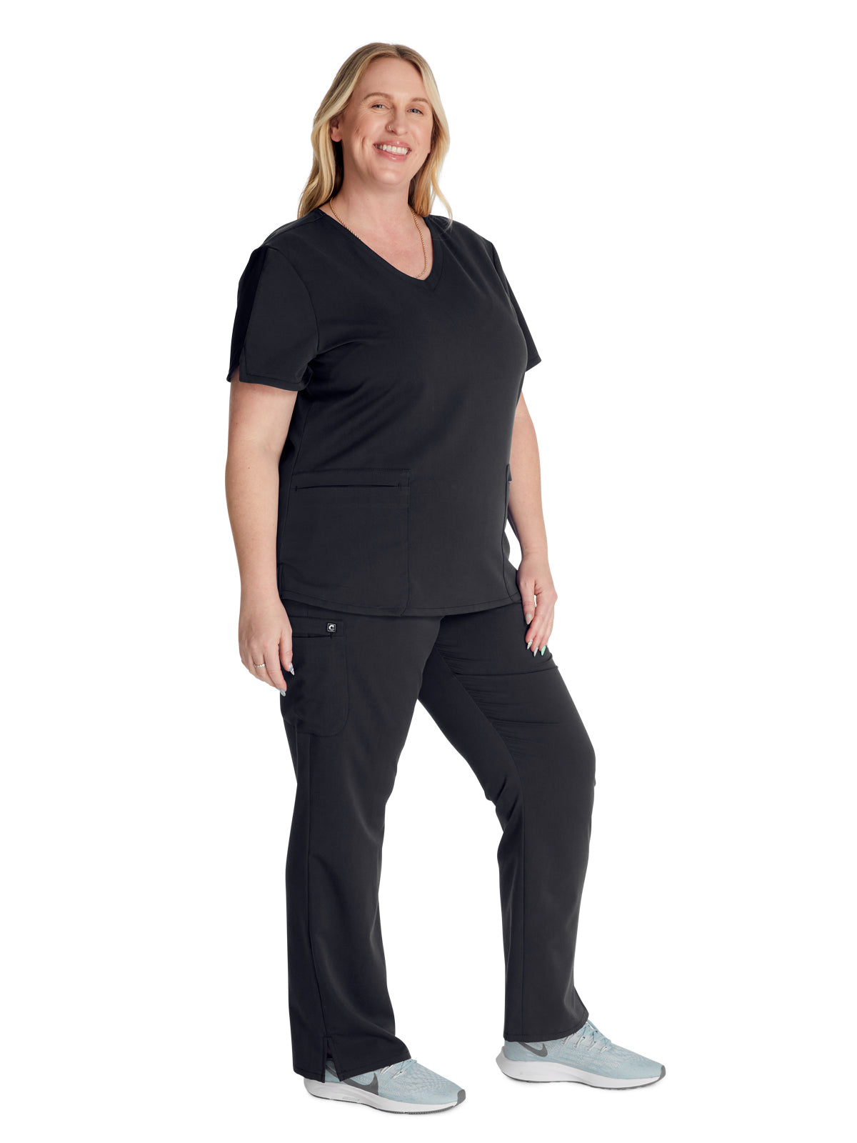 Women's V-Neck Top - CK837A - Black