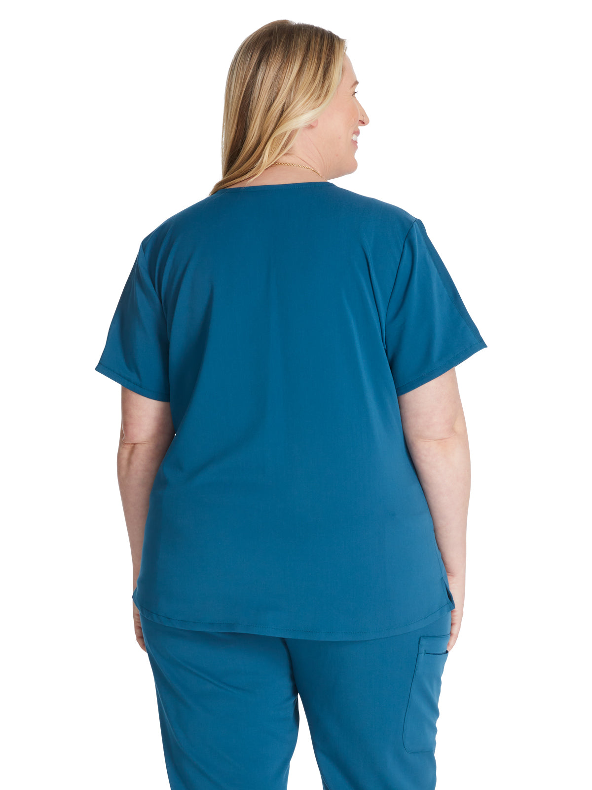 Women's V-Neck Top - CK837A - Caribbean Blue