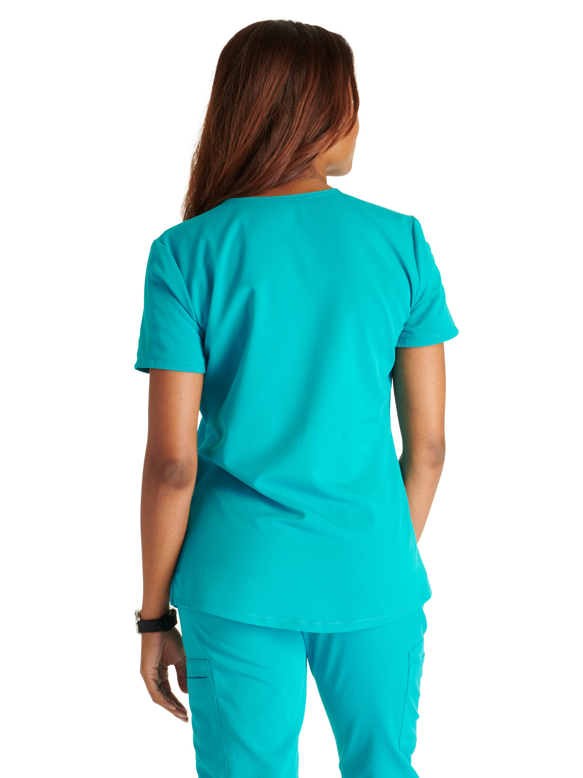 Women's V-Neck Top - CK837A - Teal Blue