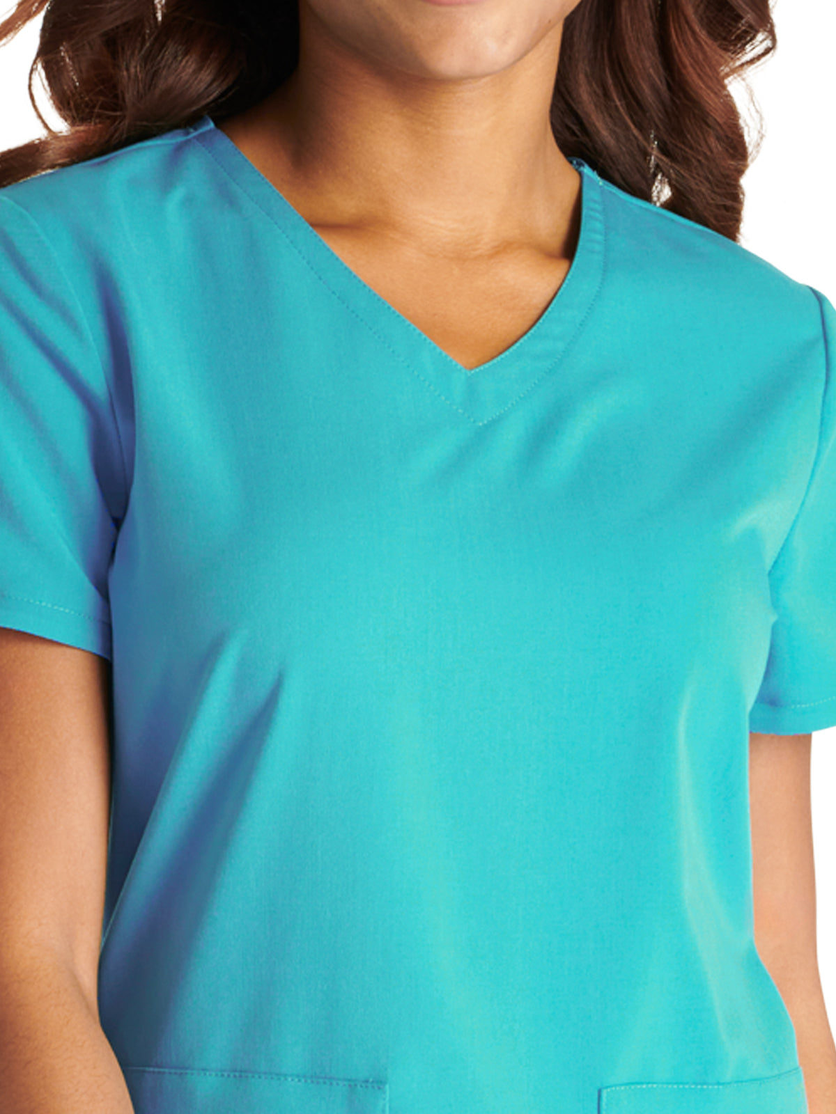 Women's V-Neck Top - CK837A - Teal Blue