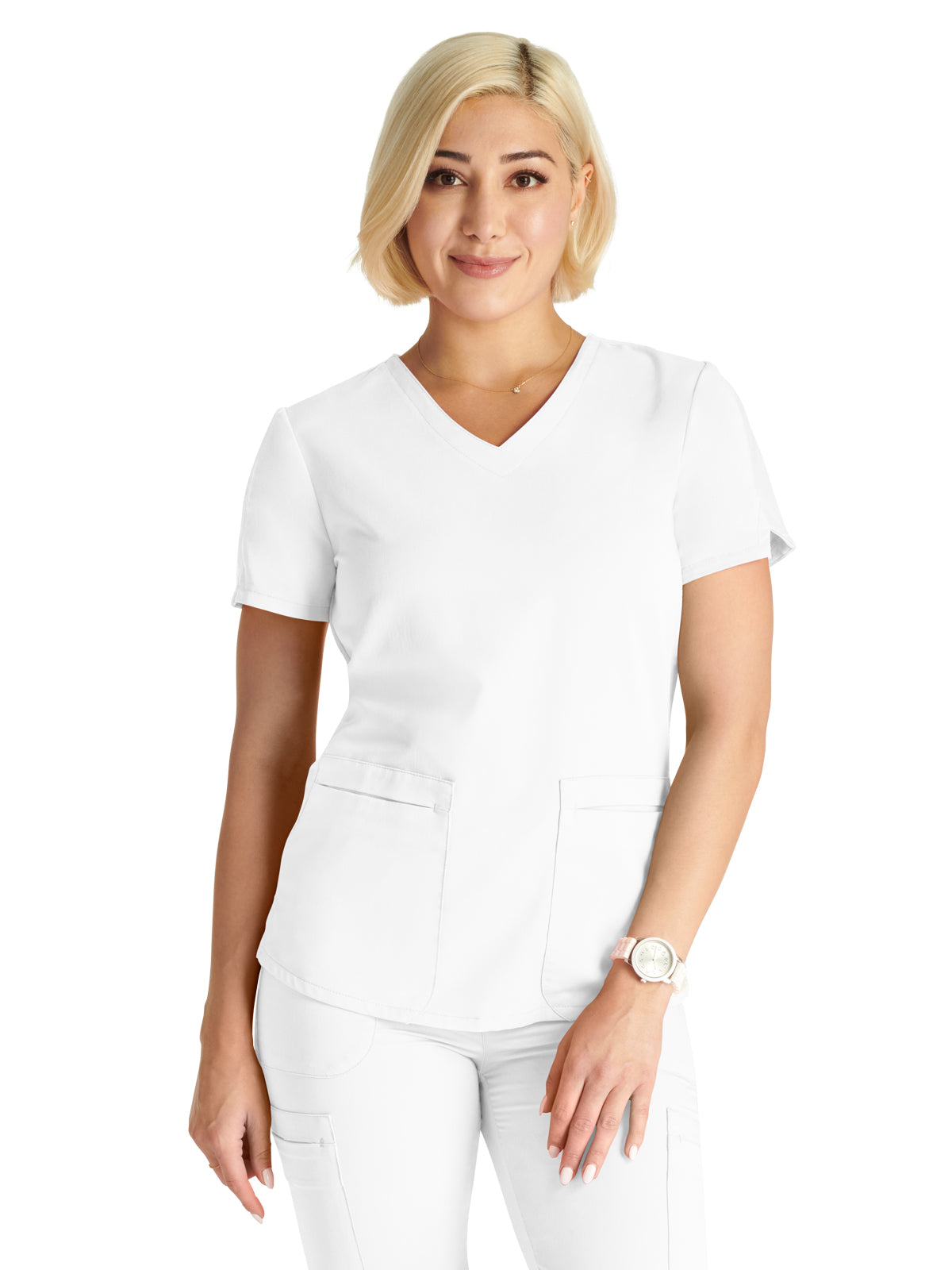 Women's V-Neck Top - CK837A - White