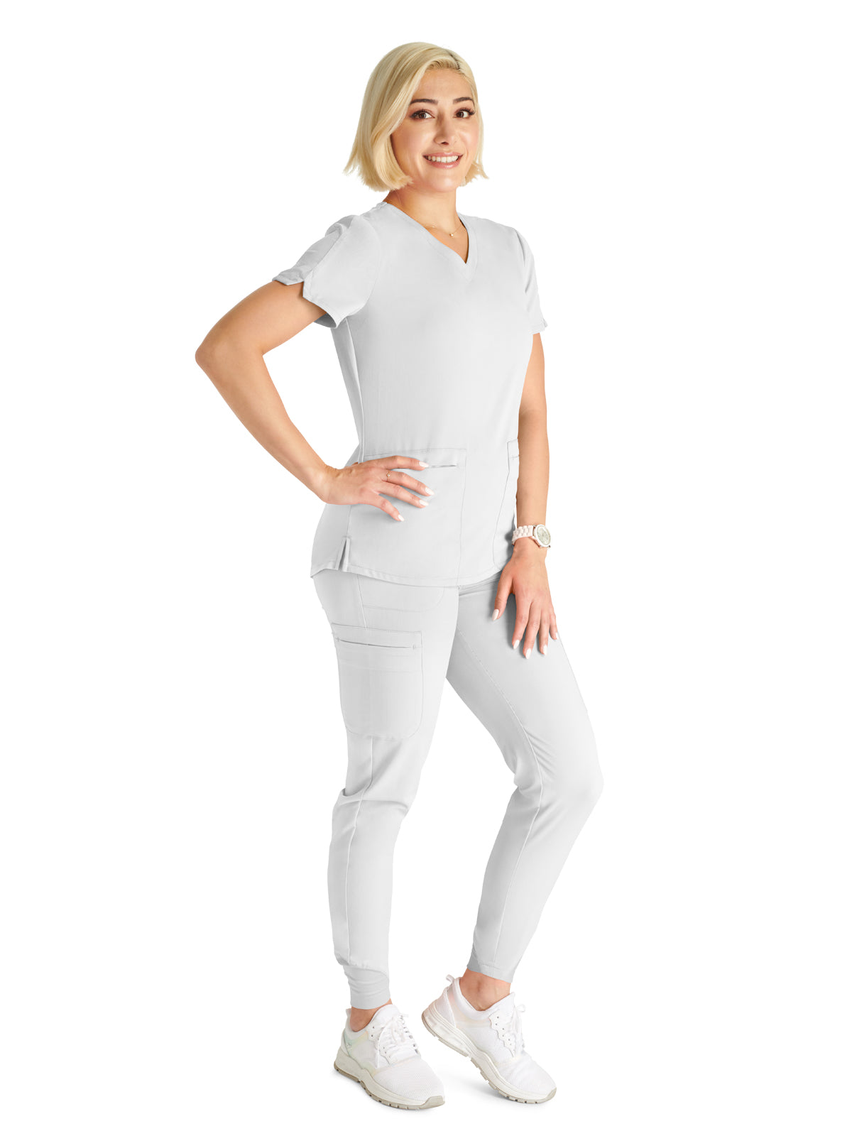 Women's V-Neck Top - CK837A - White