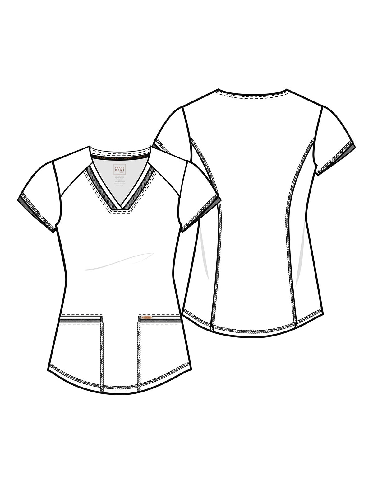 Women's Curved Hemline V-Neck Top - CK840 - Royal