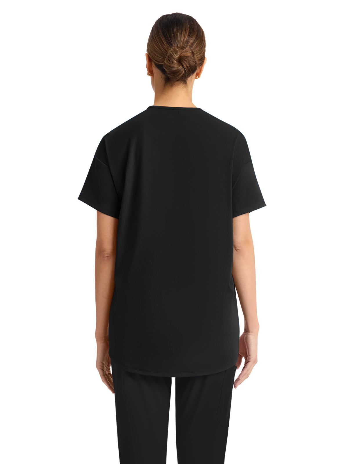 Women's 3-Pocket V-Neck Tunic Top - CK863 - Black