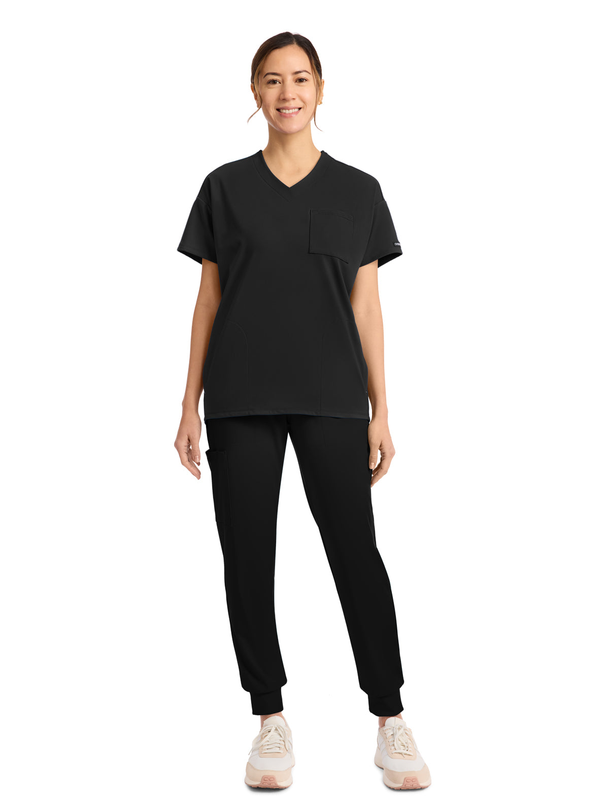 Women's 3-Pocket V-Neck Tunic Top - CK863 - Black