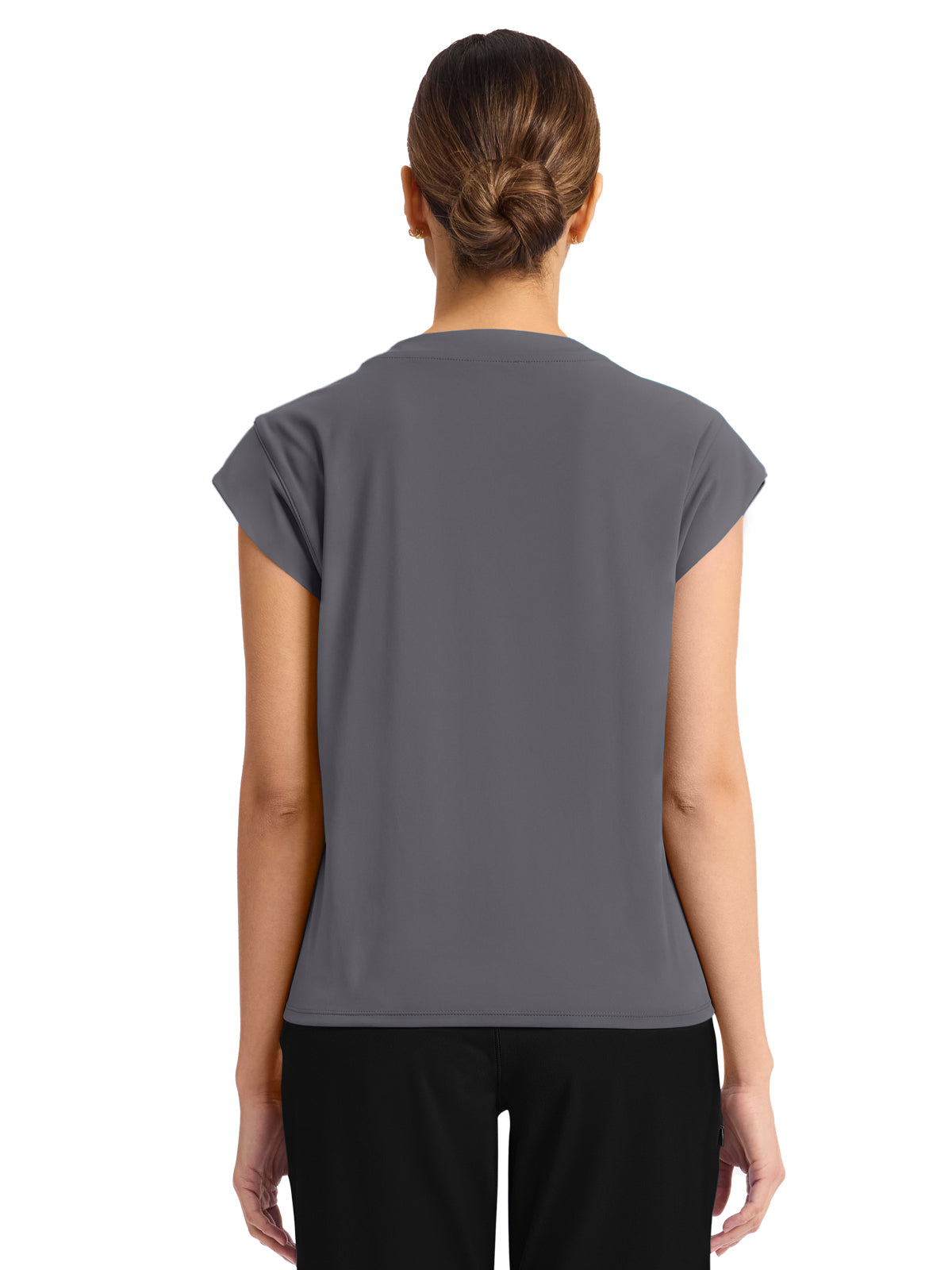 Women's 1-Pocket Crew Neck Top - CK936 - Pewter