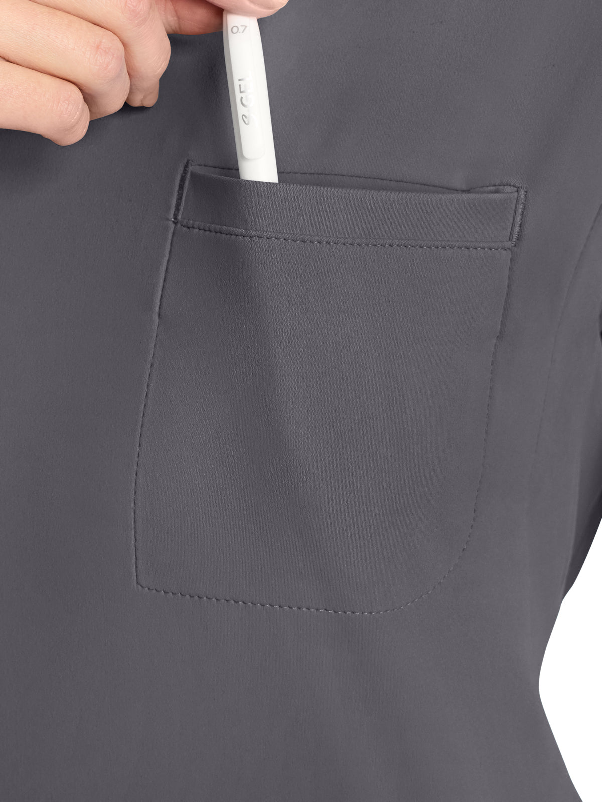 Women's 1-Pocket Crew Neck Top - CK936 - Pewter