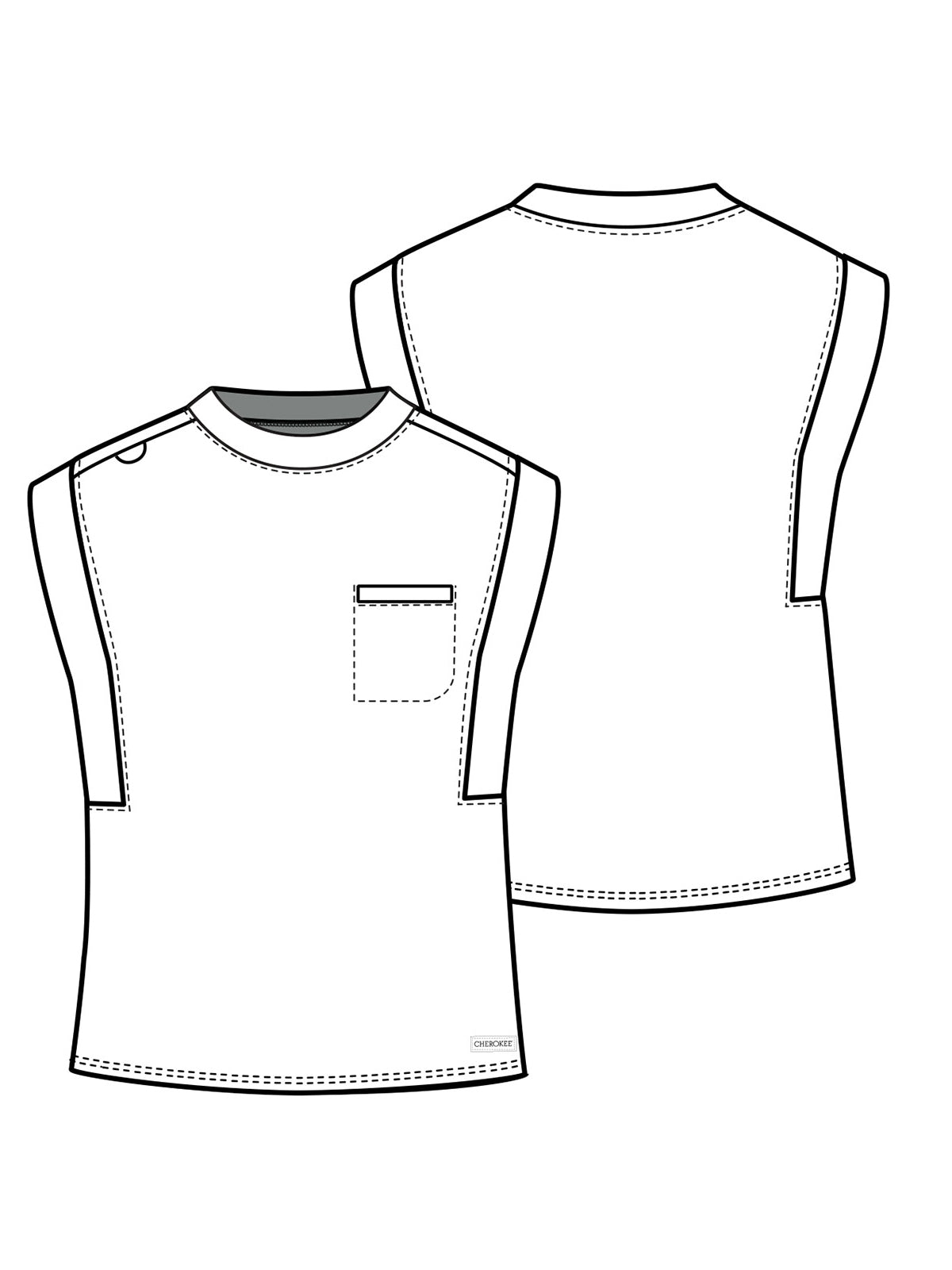 Women's 1-Pocket Crew Neck Top - CK936 - Pewter