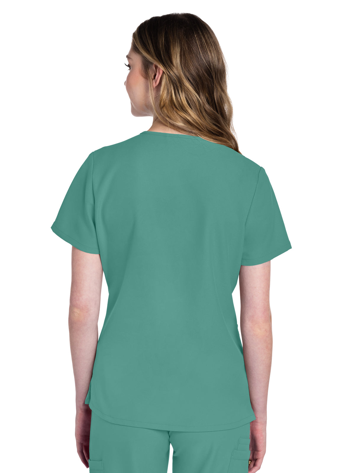Women's 2-Pocket V-Neck Top - CK953A - Botanical Green