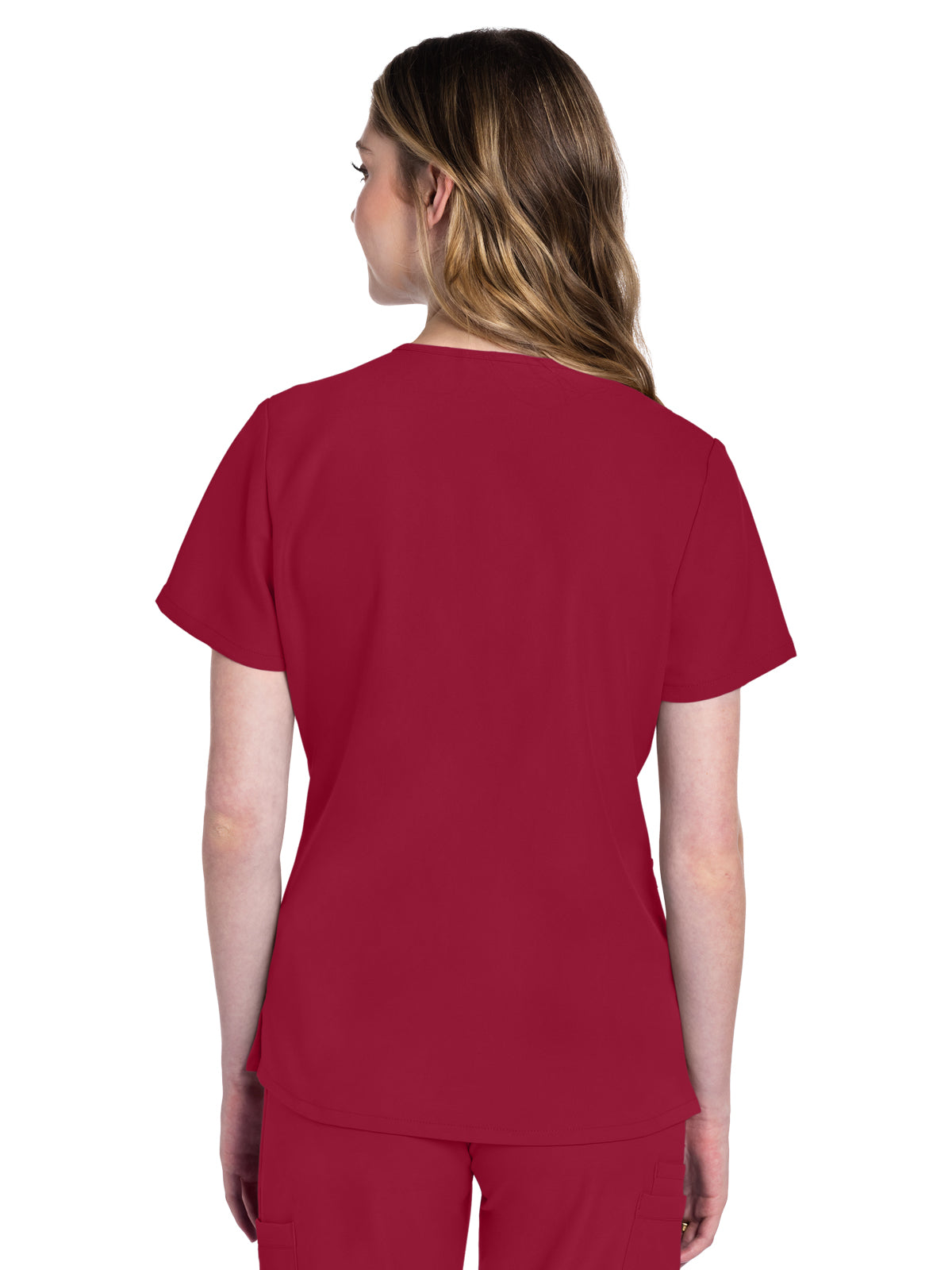 Women's 2-Pocket V-Neck Top - CK953A - Red