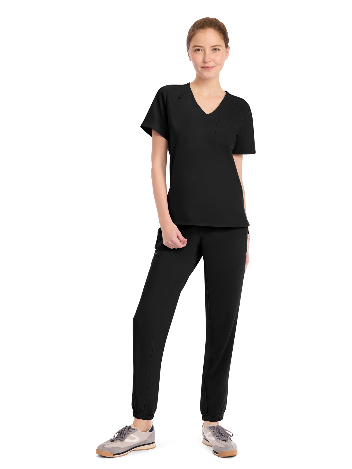 Women's 1-Pocket Tuck-In V-Neck Top - CK954A - Black