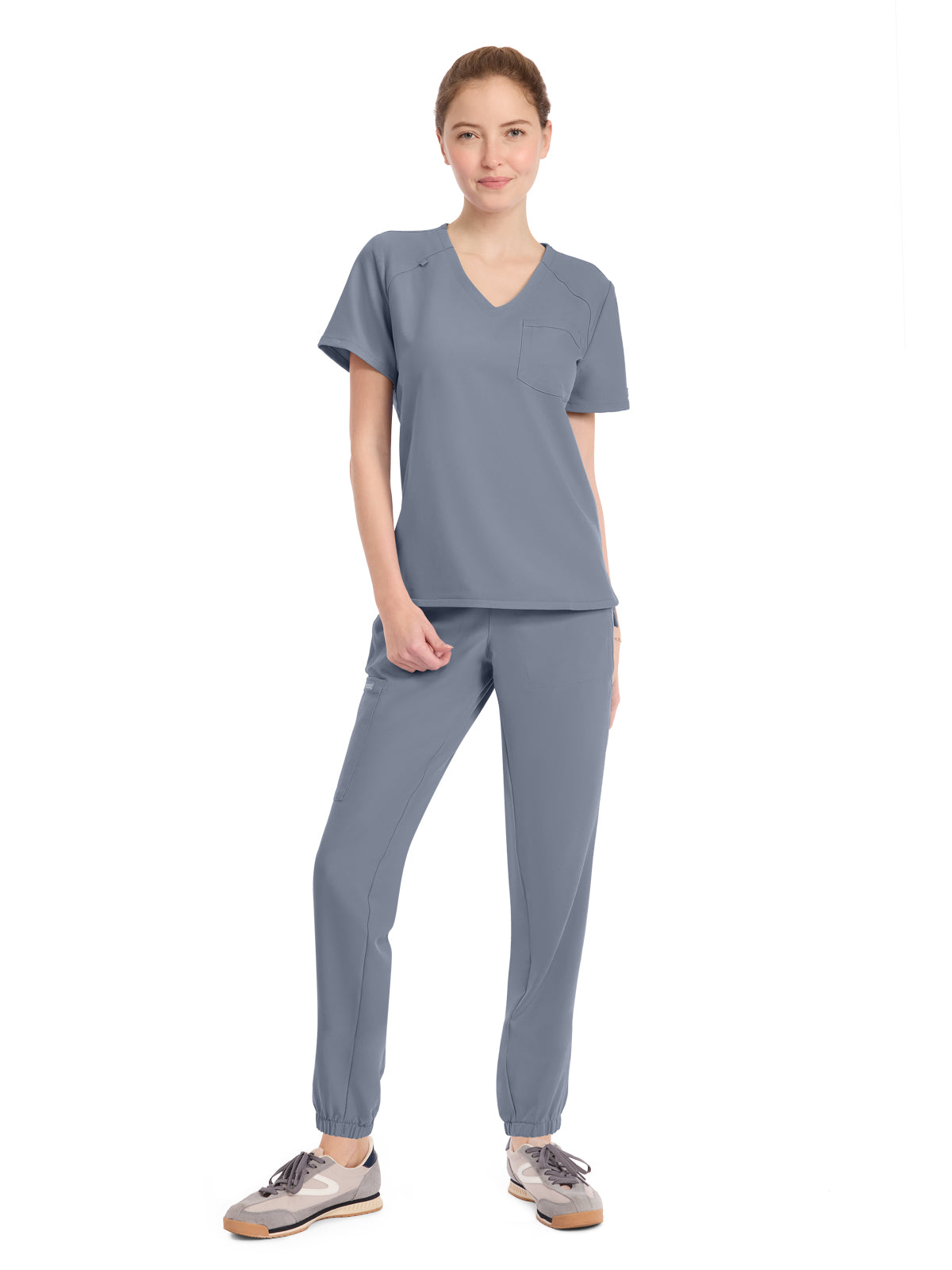 Women's 1-Pocket Tuck-In V-Neck Top - CK954A - Grey