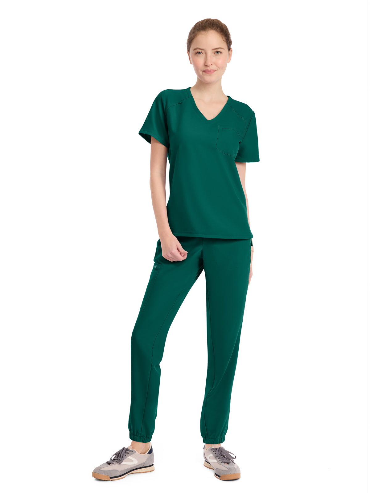 Women's 1-Pocket Tuck-In V-Neck Top - CK954A - Hunter Green