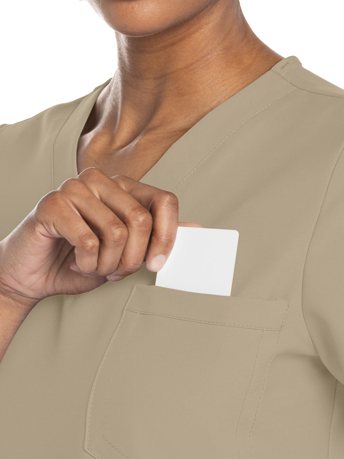 Women's 3-Pocket V-Neck Top - CK961A - Khaki