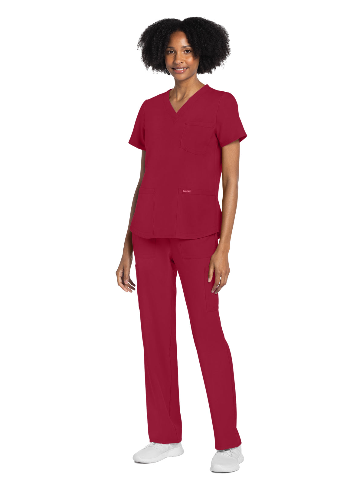 Women's 3-Pocket V-Neck Top - CK961A - Red