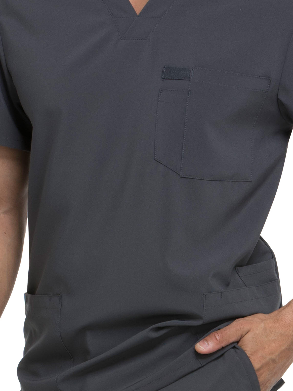 Men's Four-Pocket V-Neck Top - DK645 - Pewter