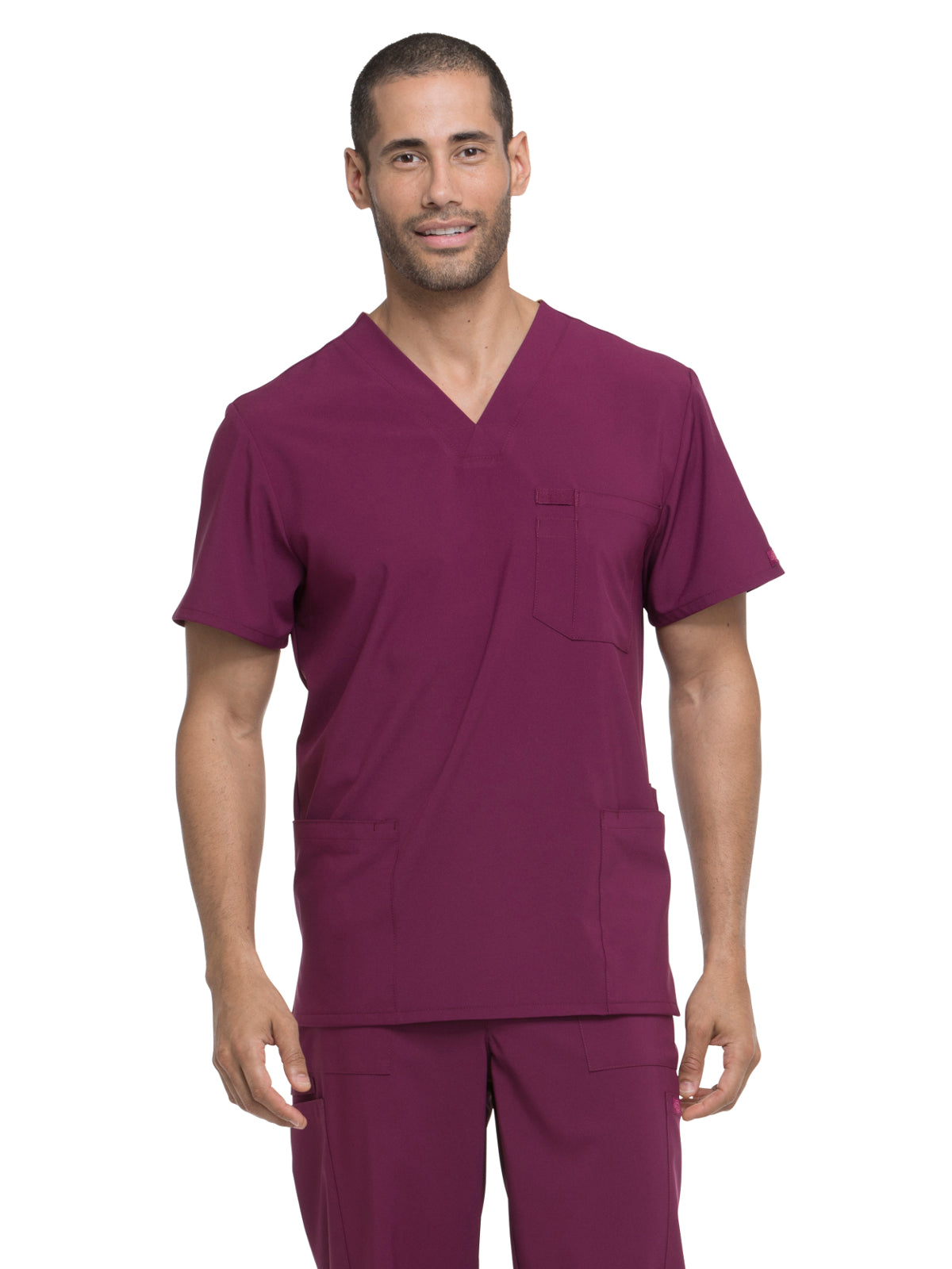 Men's Four-Pocket V-Neck Top - DK645 - Wine