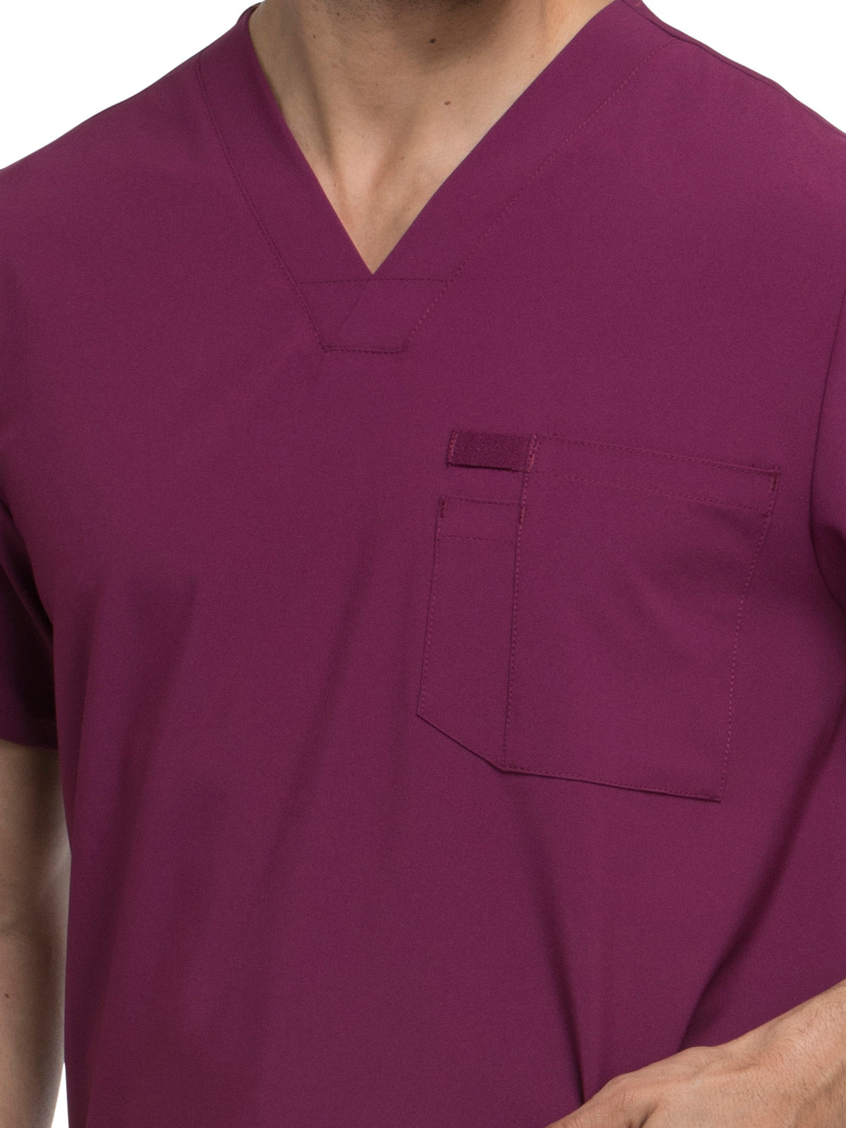 Men's Four-Pocket V-Neck Top - DK645 - Wine
