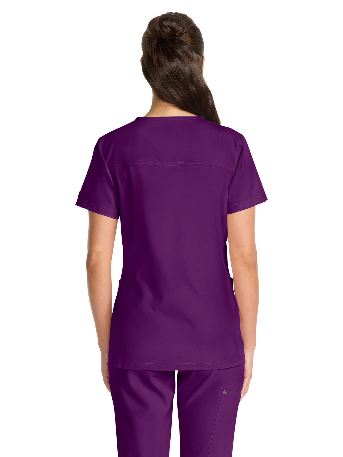 Women's 4-Pocket V-Neck Top - DK678 - Eggplant