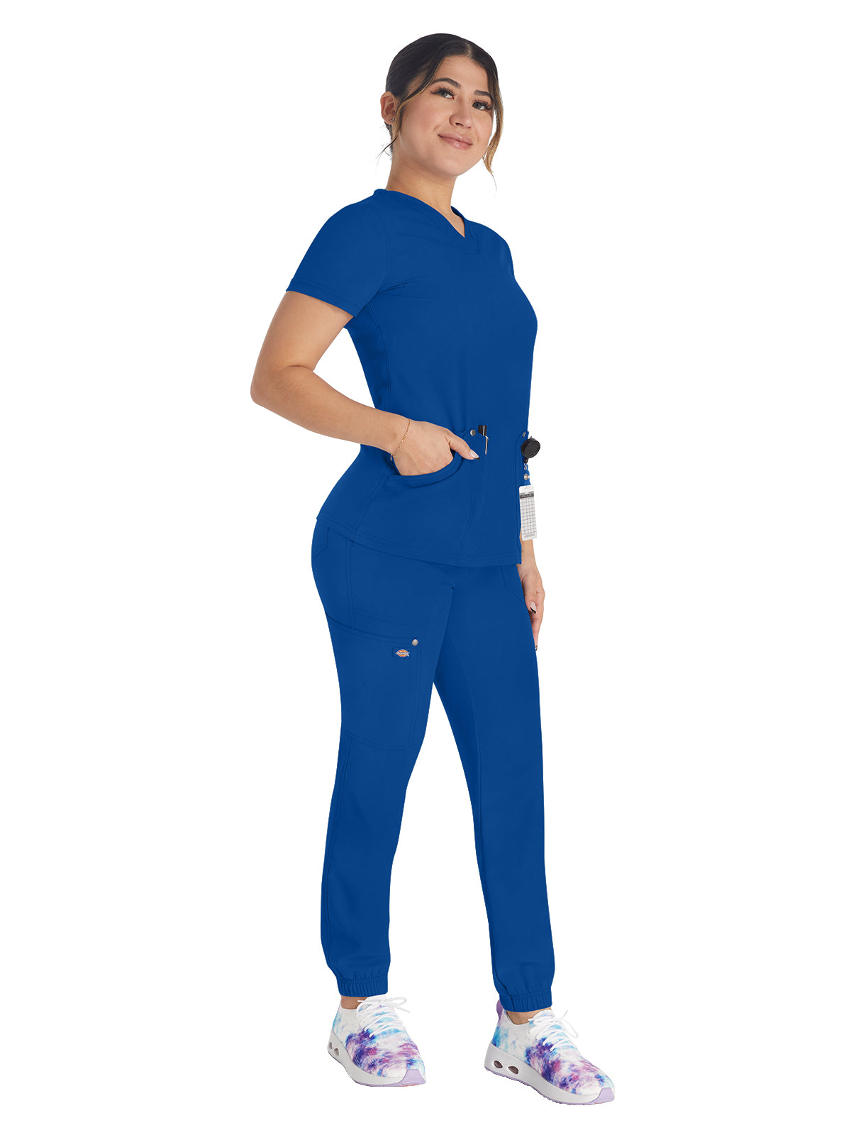 Women's 4-Pocket V-Neck Top - DK678 - Galaxy Blue
