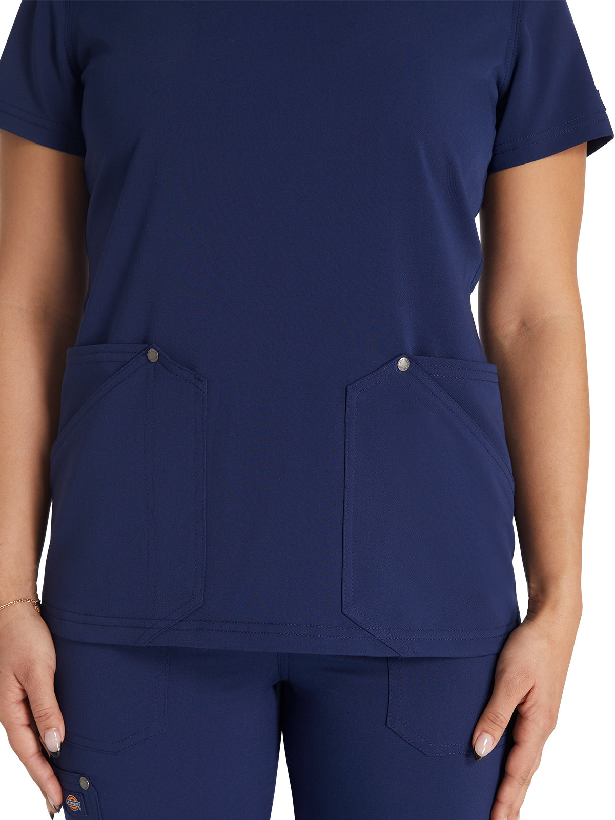Women's 4-Pocket V-Neck Top - DK678 - Navy