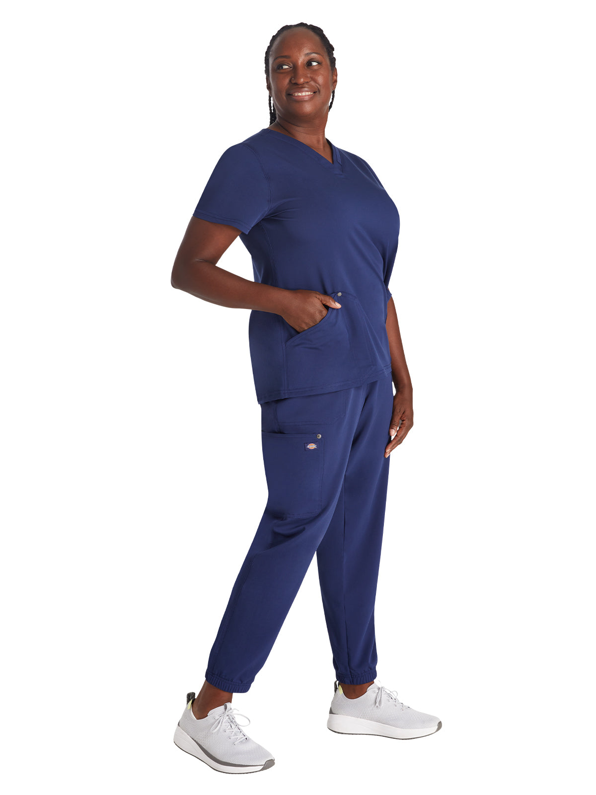 Women's 4-Pocket V-Neck Top - DK678 - Navy
