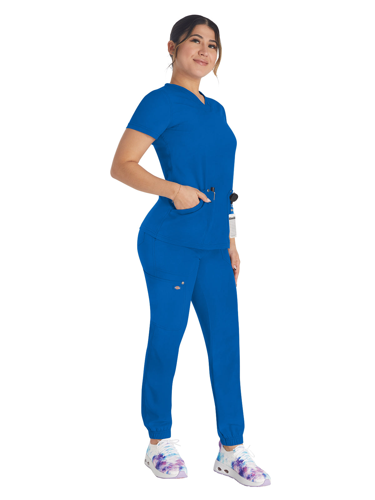 Women's 4-Pocket V-Neck Top - DK678 - Royal