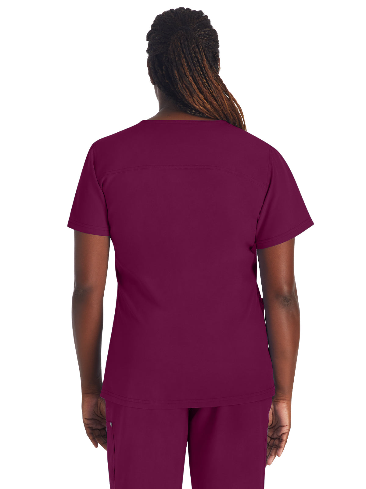 Women's 4-Pocket V-Neck Top - DK678 - Wine