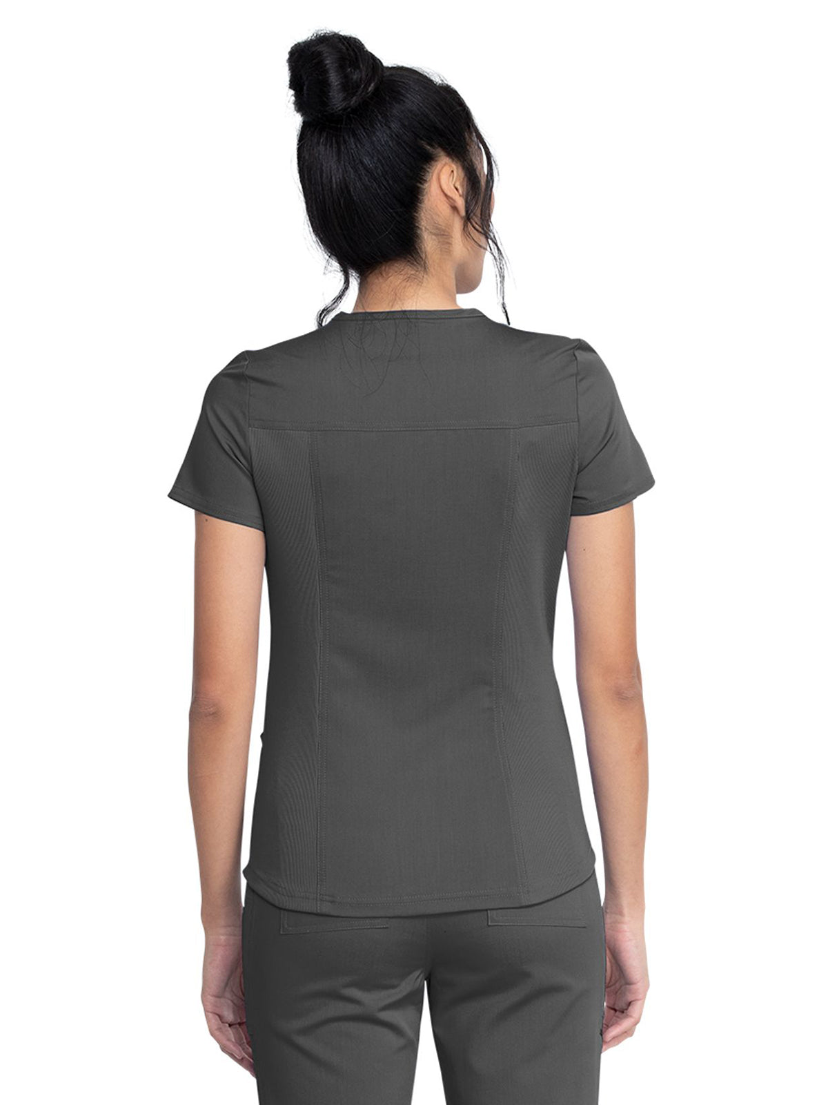 Women's 5-Pocket Rib Knit V-Neck Top - DK875 - Pewter