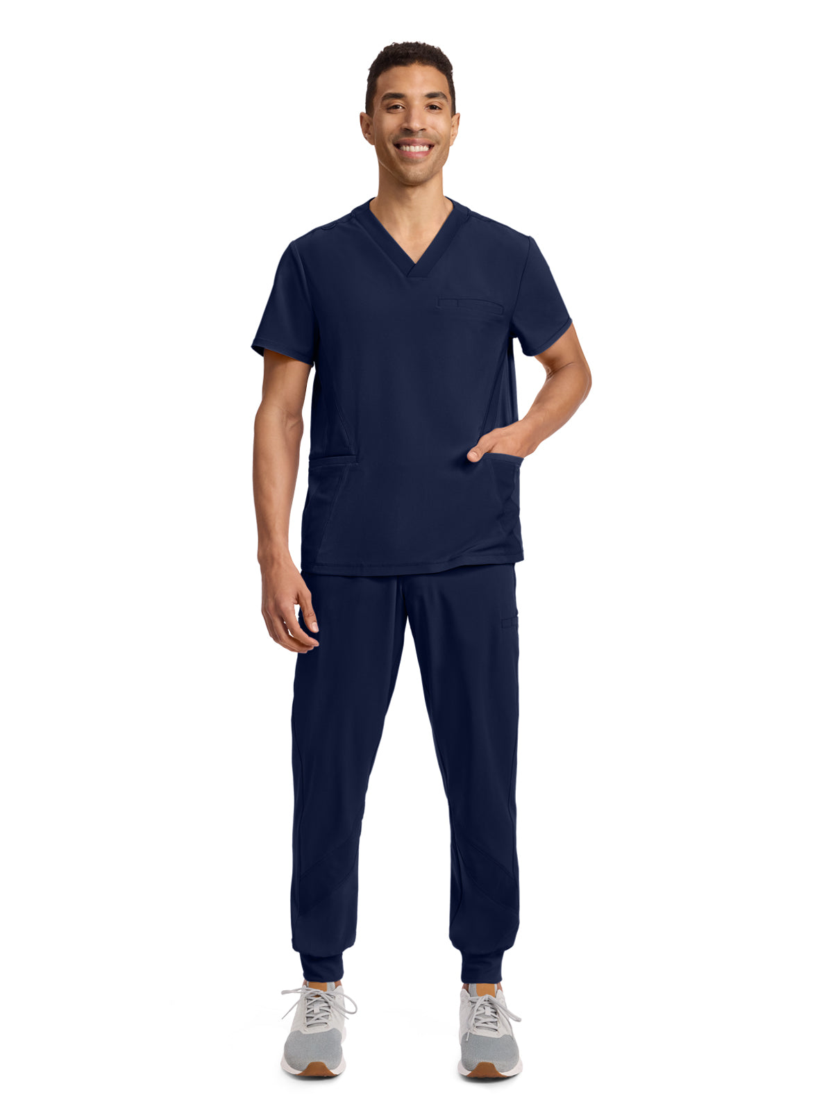 Men's 3-Pocket V-Neck Top - IN628A - Navy