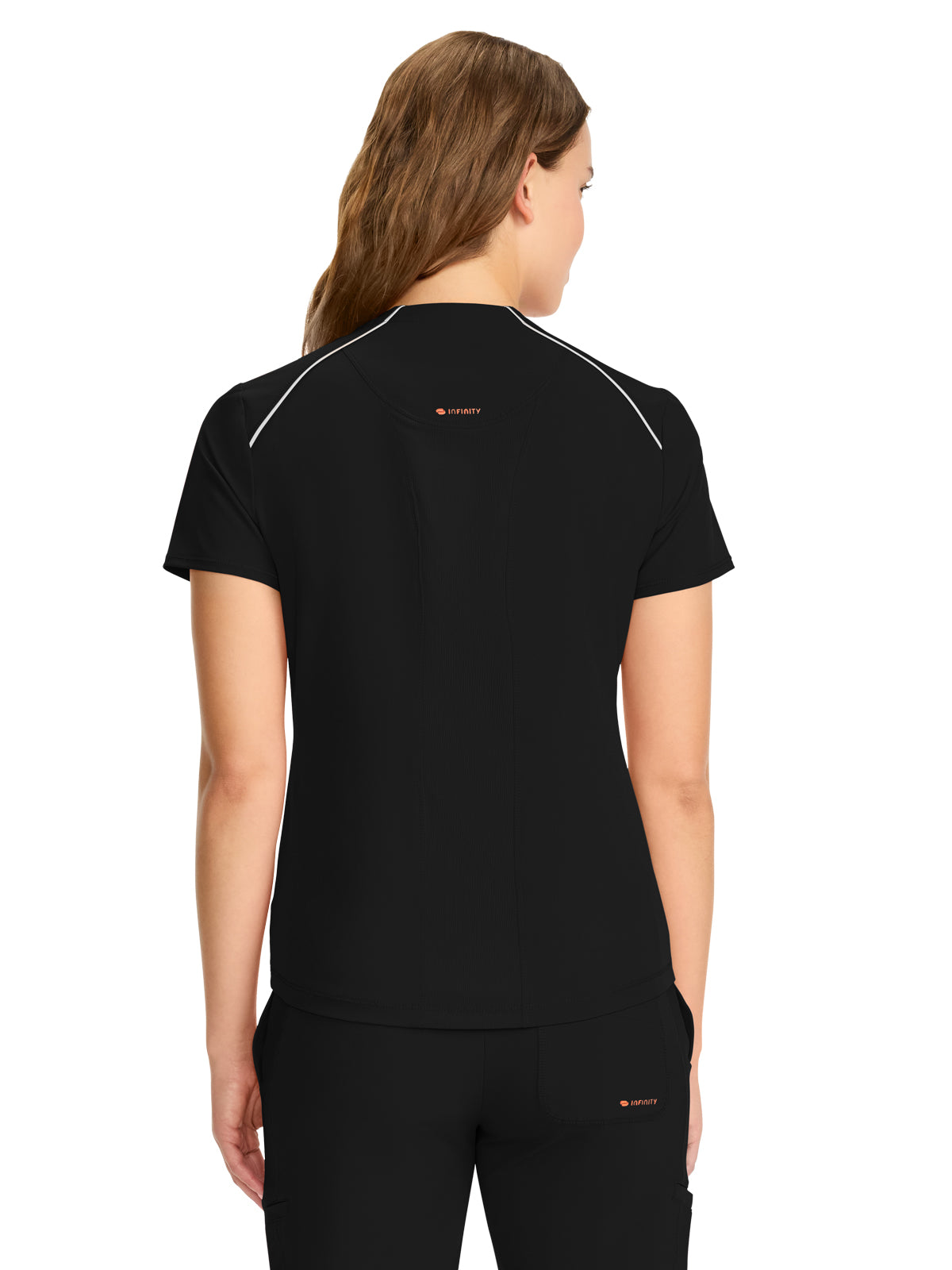 Women's 1-Pocket Henley Top - IN644A - Black