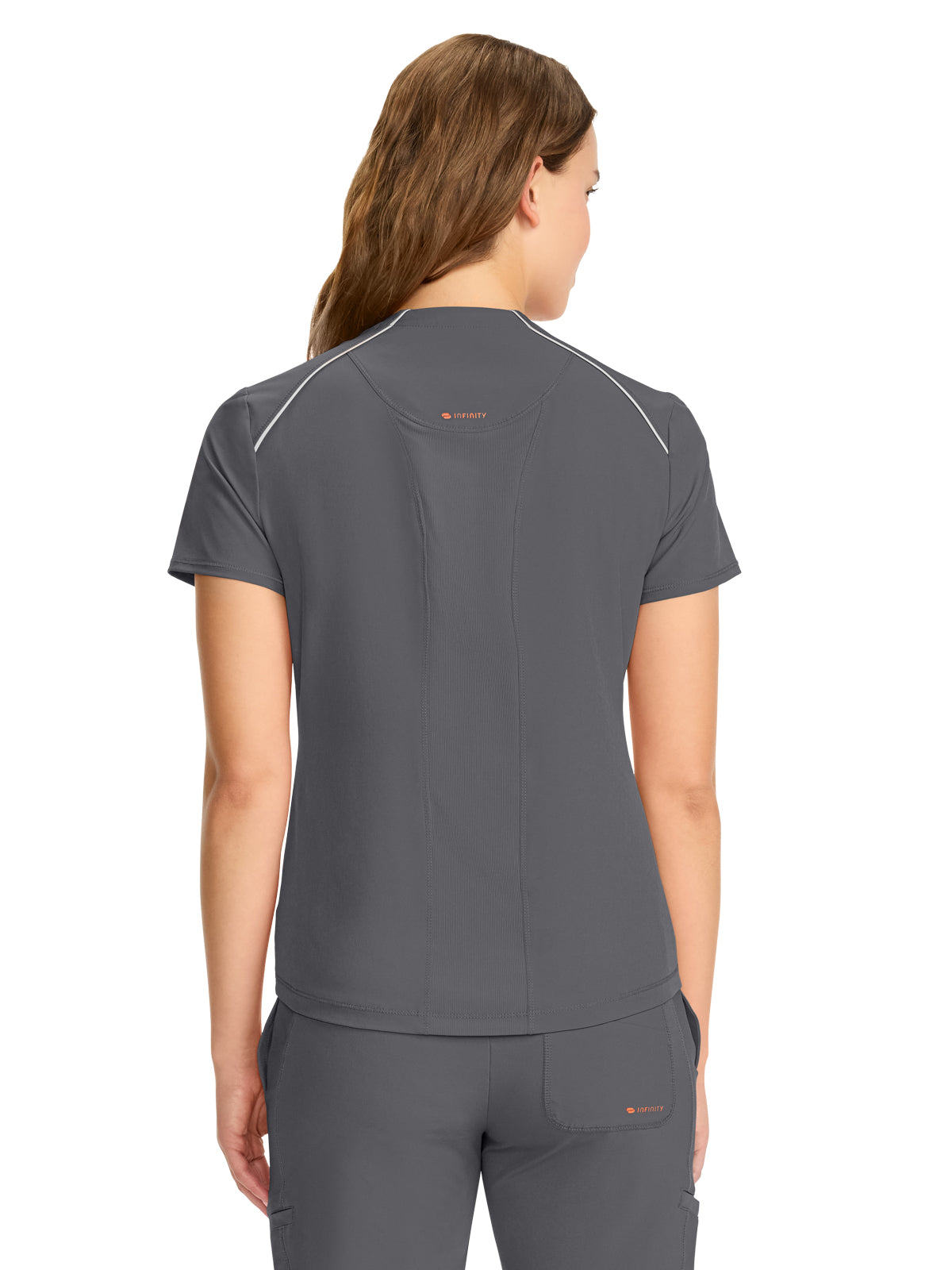 Women's 1-Pocket Henley Top - IN644A - Pewter