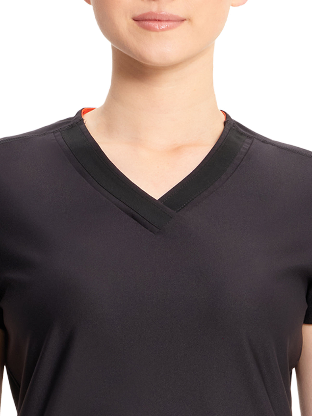 Women's 2-Pocket V-Neck Top - IN706A - Black