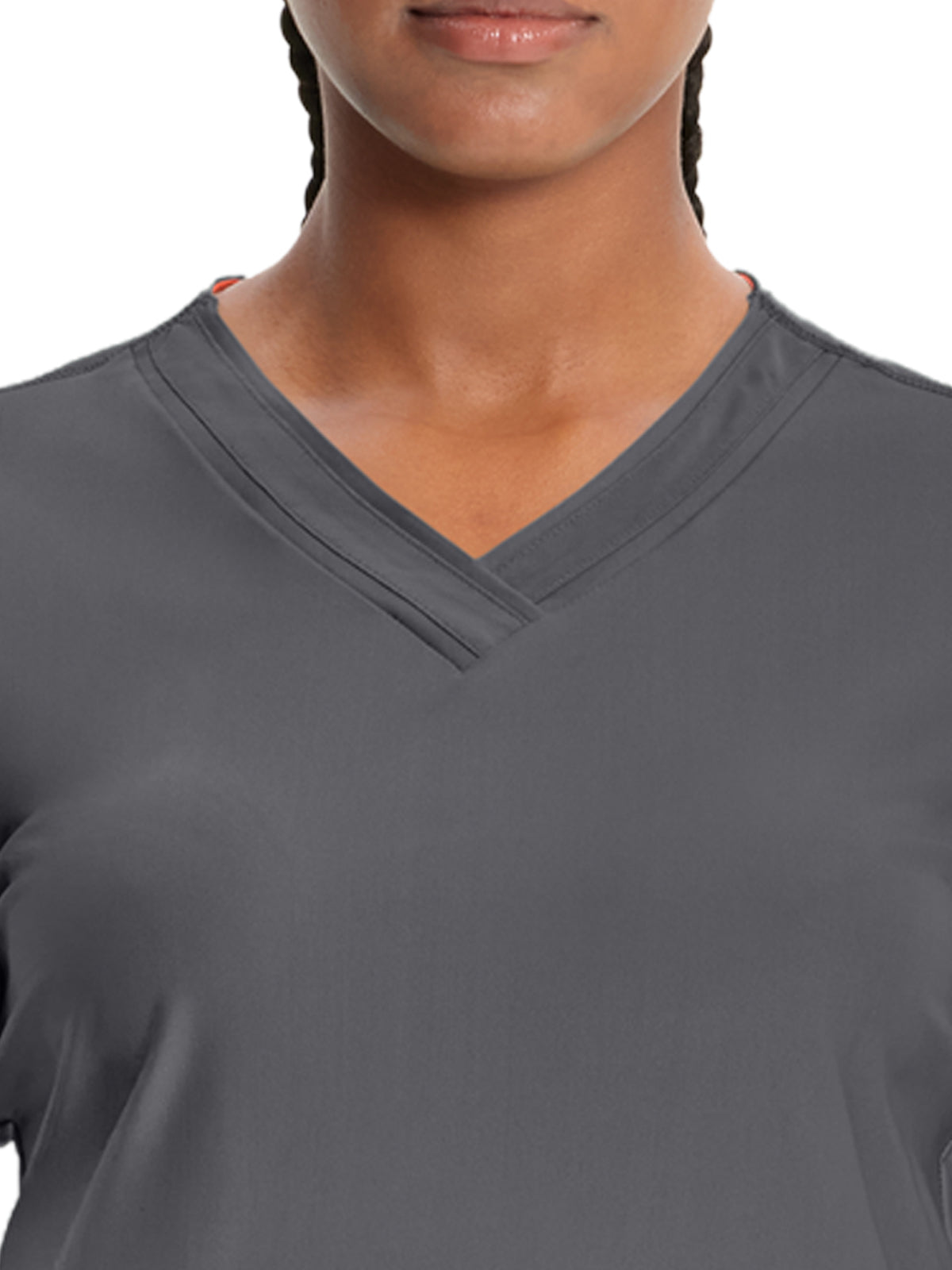 Women's 2-Pocket V-Neck Top - IN706A - Pewter