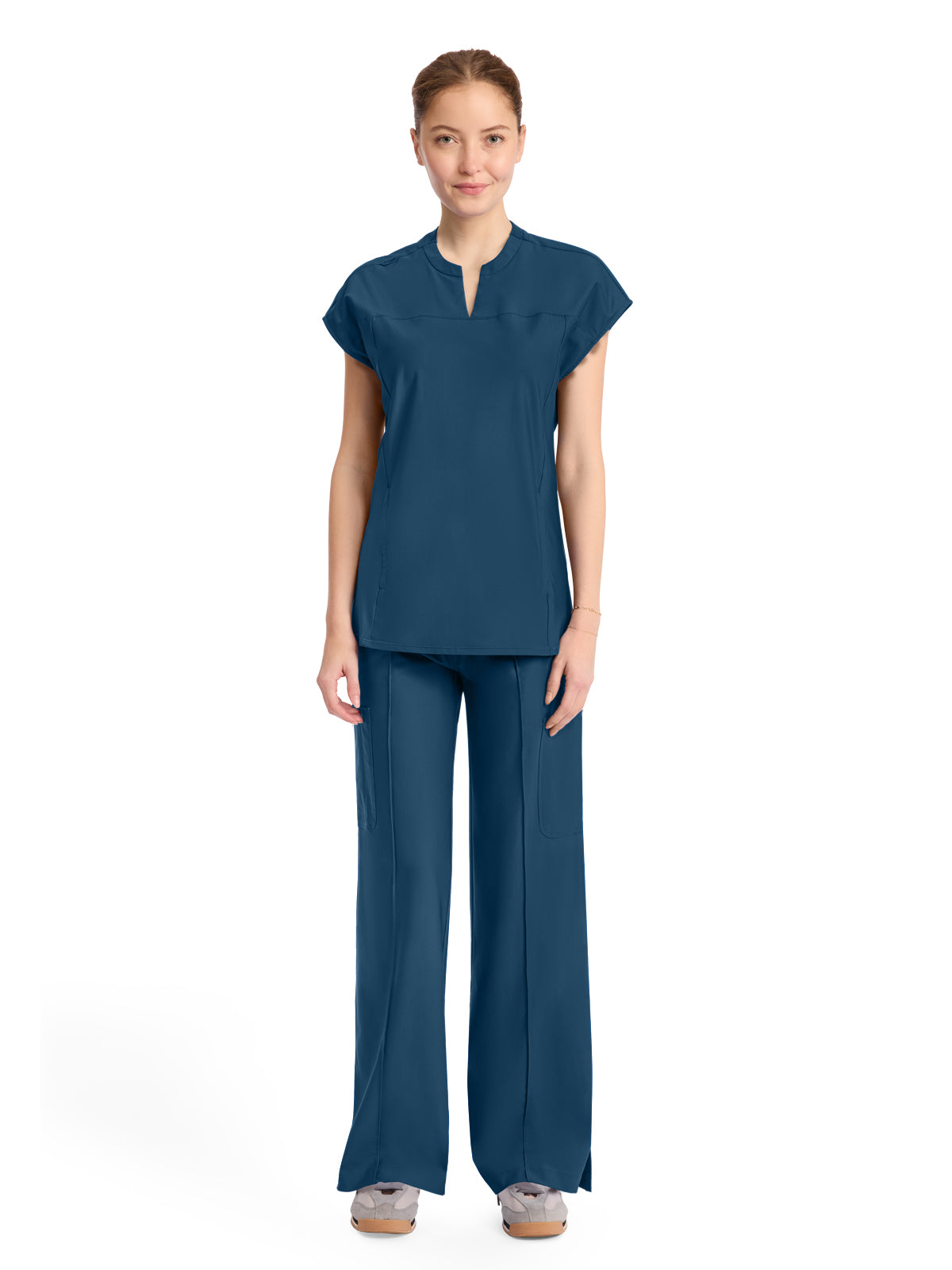 Women's 2-Pocket Henley Top - IN811A - Caribbean Blue