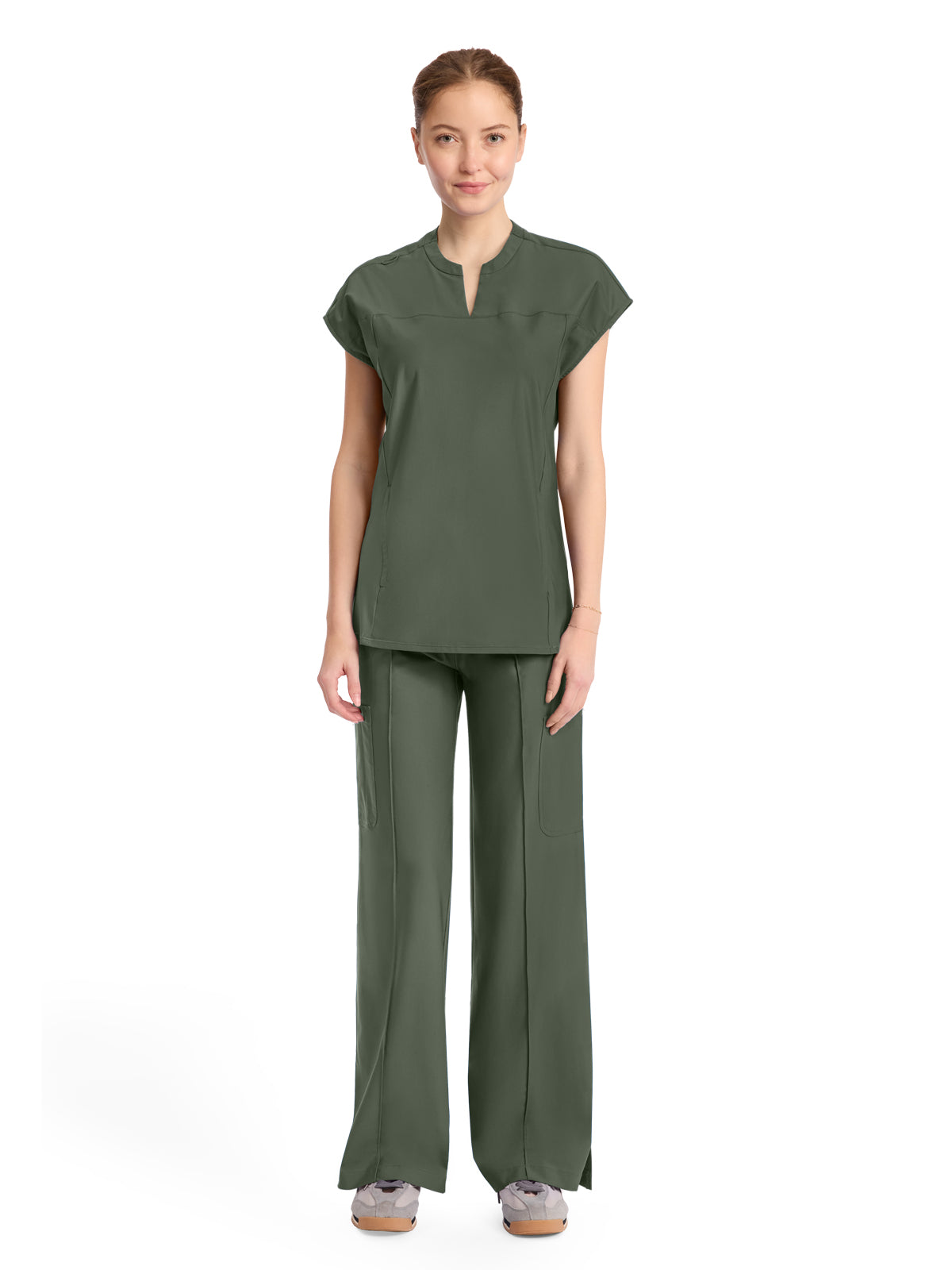 Women's 2-Pocket Henley Top - IN811A - Sap Green