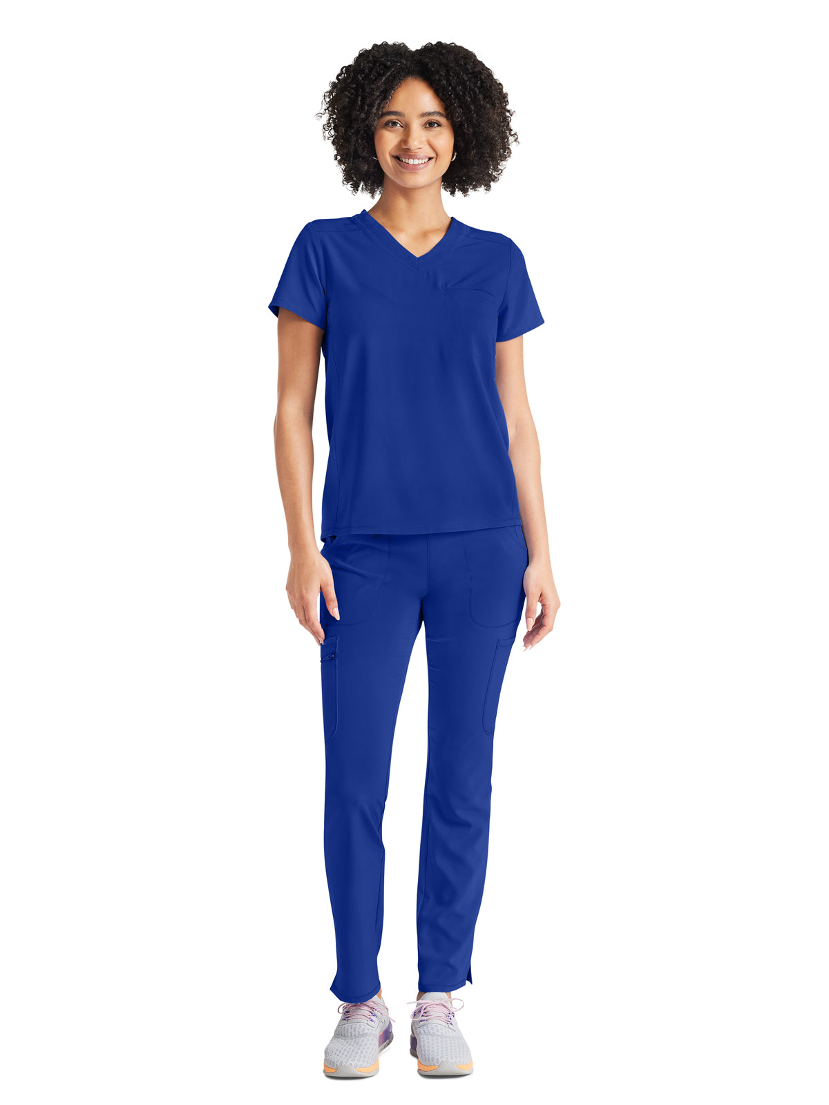 Women's 2-Pocket Tuckable V-Neck Top - IP600A - Royal