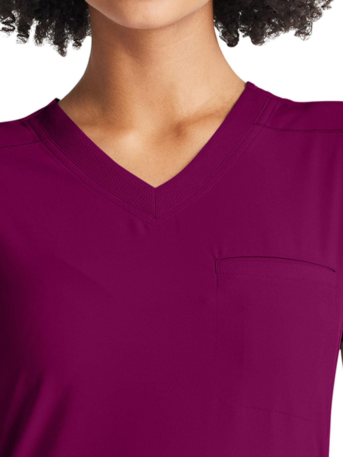 Women's 2-Pocket Tuckable V-Neck Top - IP600A - Wine