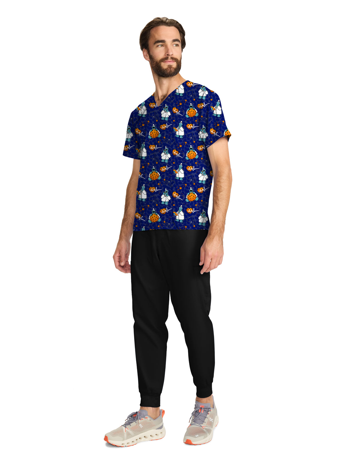 Unisex 2-Pocket V-Neck Print Top - TF728 - Doctor Cookies