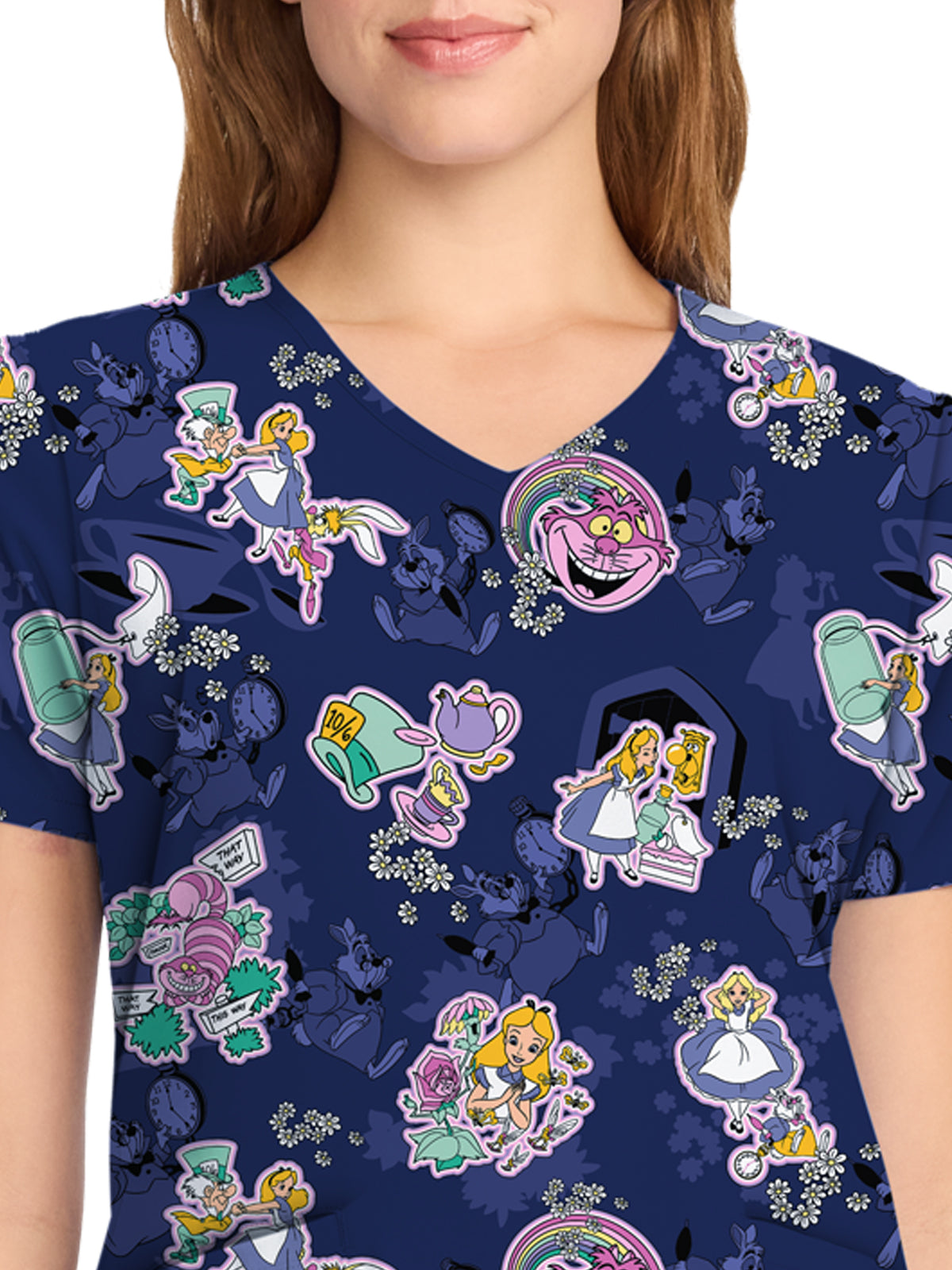 Women's V-Neck Print Top - TF737 - Wonderous Flowers