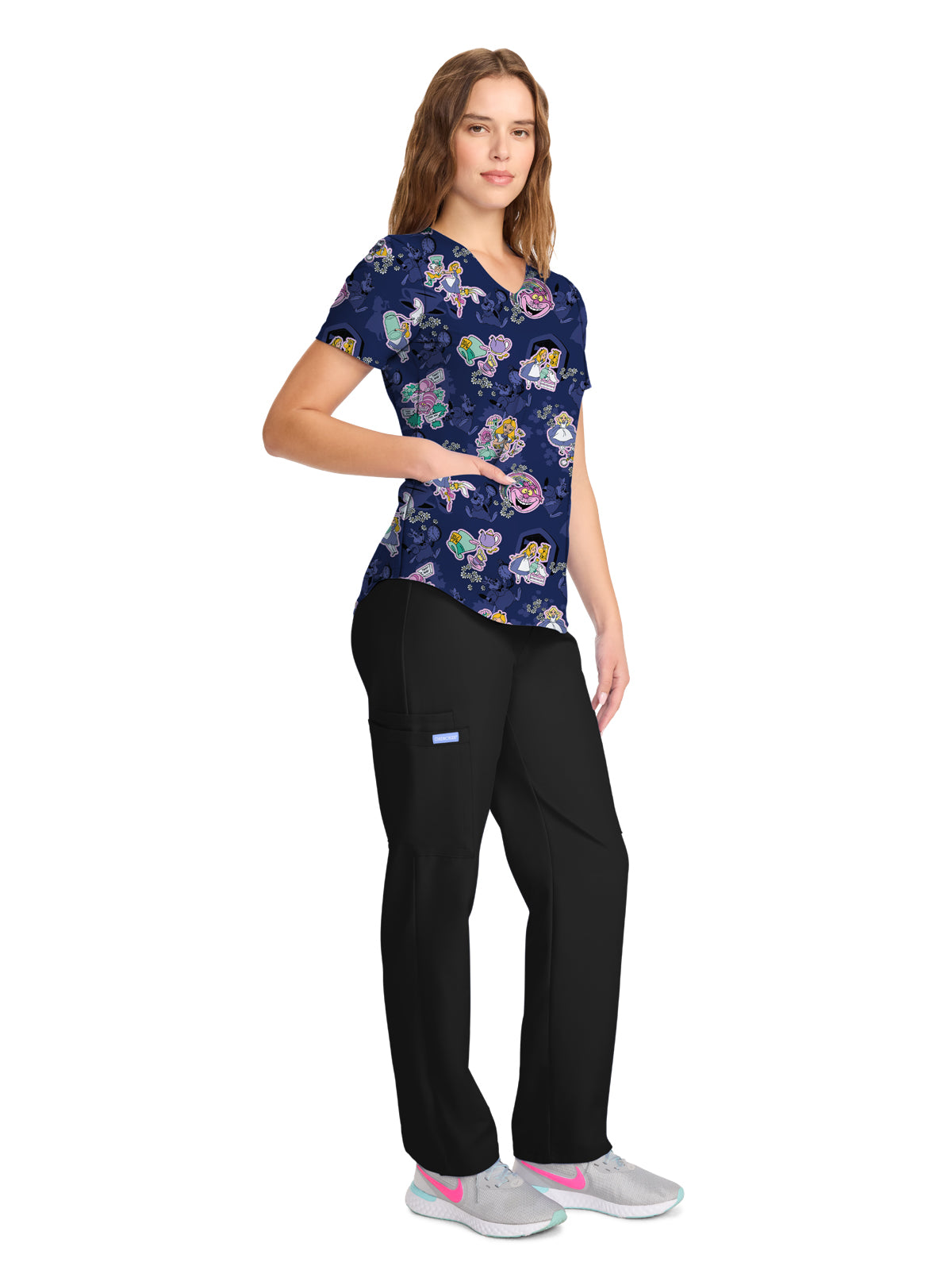 Women's V-Neck Print Top - TF737 - Wonderous Flowers