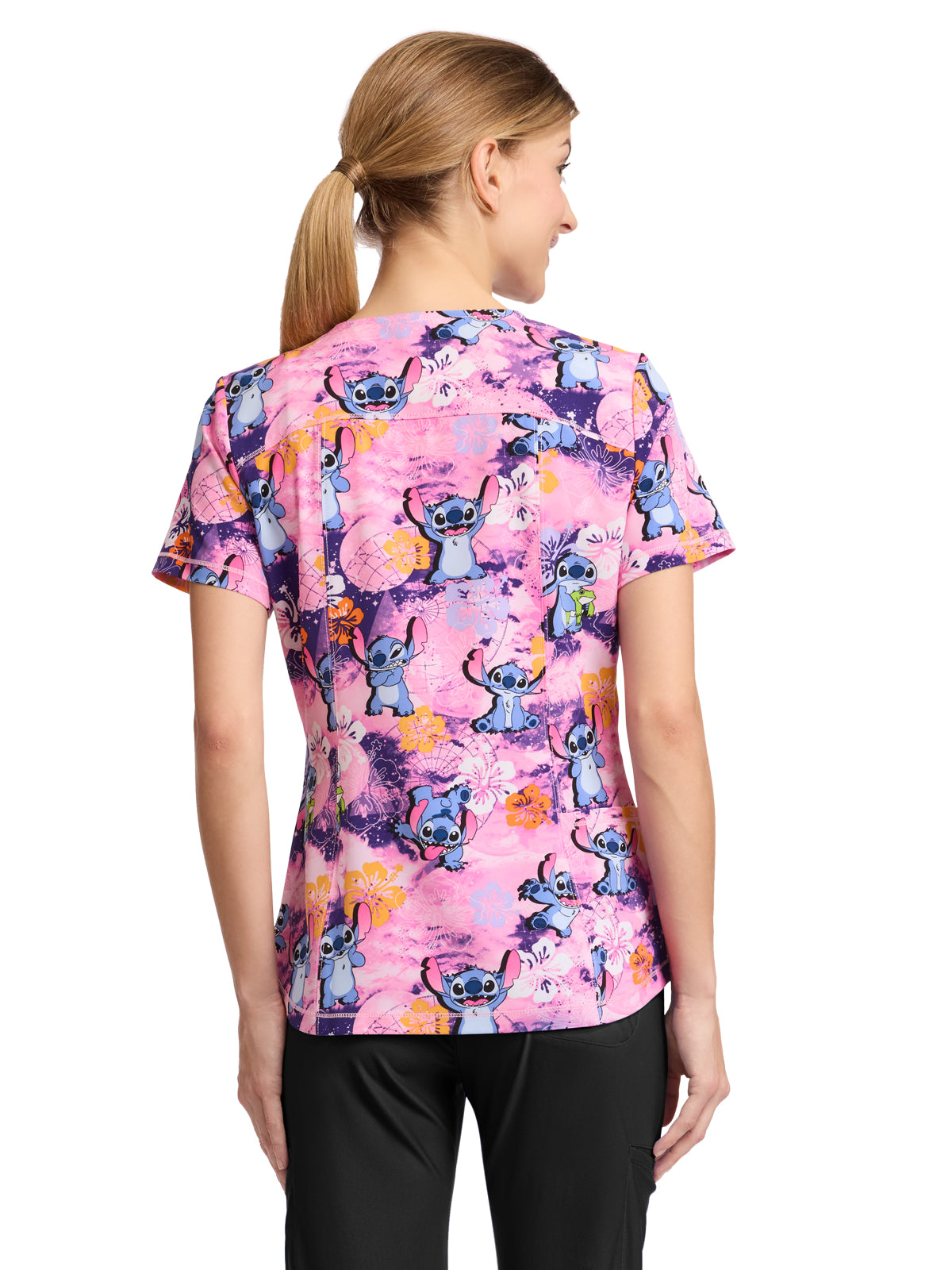 Women's Rounded V-Neck Print Top - TF786 - Celestial Stitch