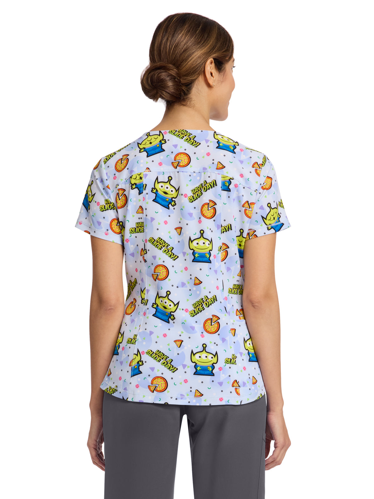 Women's Rounded V-Neck Print Top - TF786 - Have A Slice