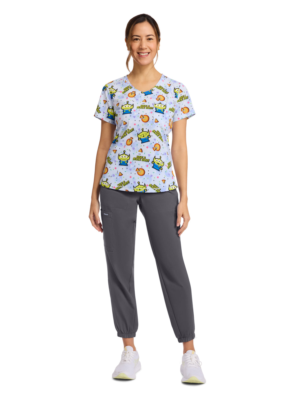 Women's Rounded V-Neck Print Top - TF786 - Have A Slice