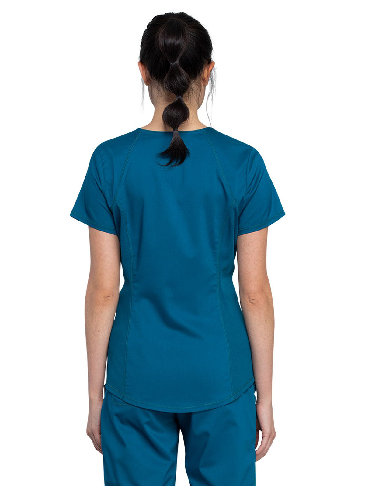 Women's 2-Pocket V-Neck Top - WW601 - Caribbean Blue