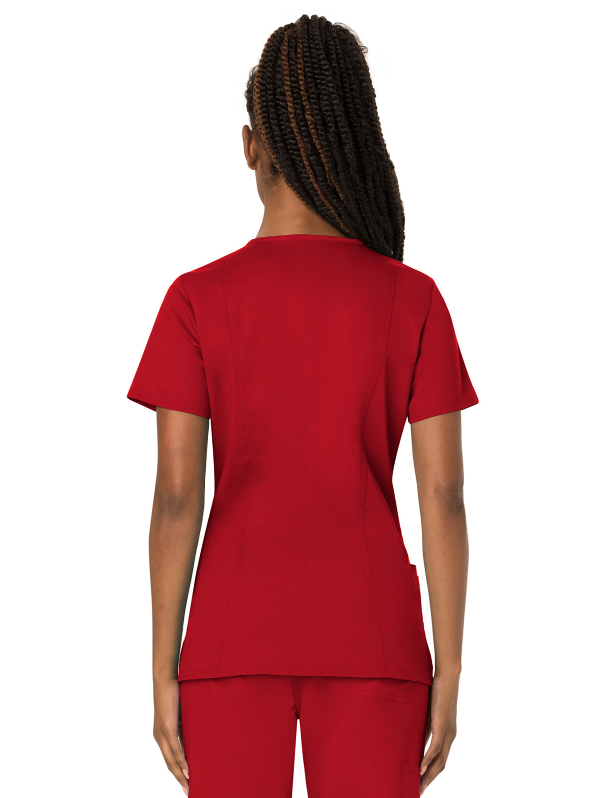 Women's 3-Pocket V-Neck Top - WW620 - Red
