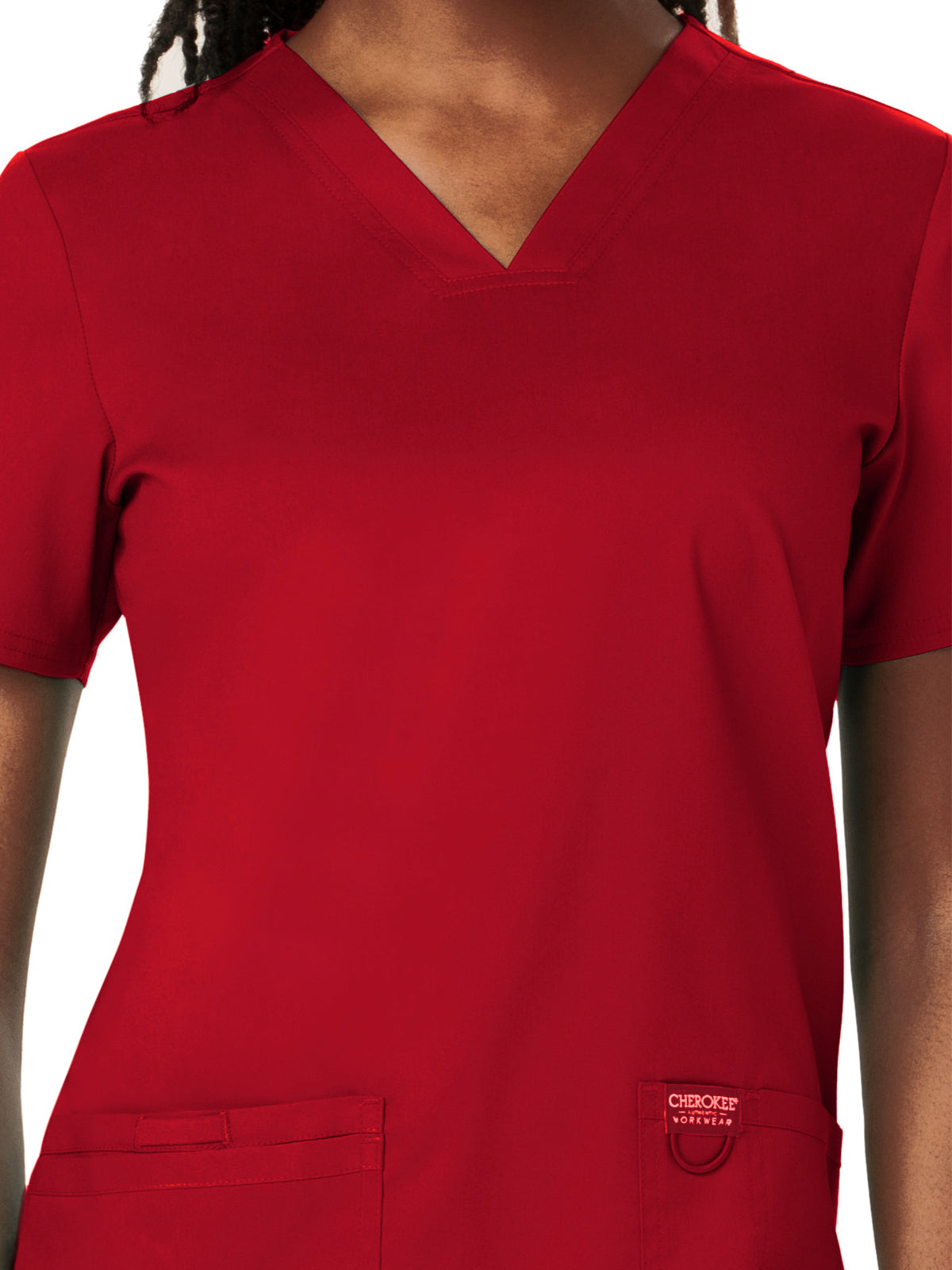 Women's 3-Pocket V-Neck Top - WW620 - Red