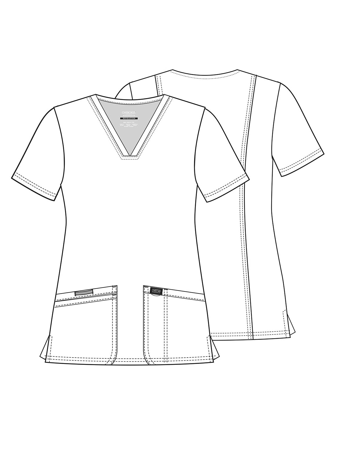 Women's 3-Pocket V-Neck Top - WW620 - Red