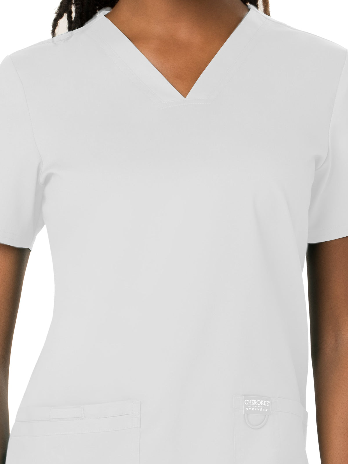Women's 3-Pocket V-Neck Top - WW620 - White